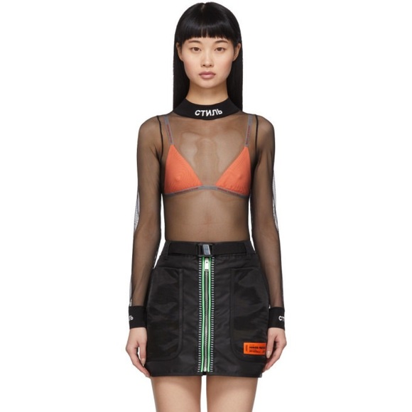Heron Preston Black Mesh стиль Bodysuit XS - Picture 6 of 10